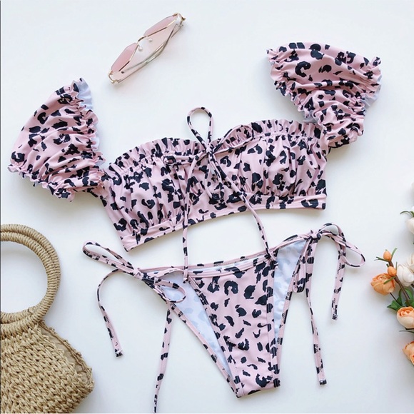 2511 pink cheetah bikini swimsuits - Picture 2 of 4